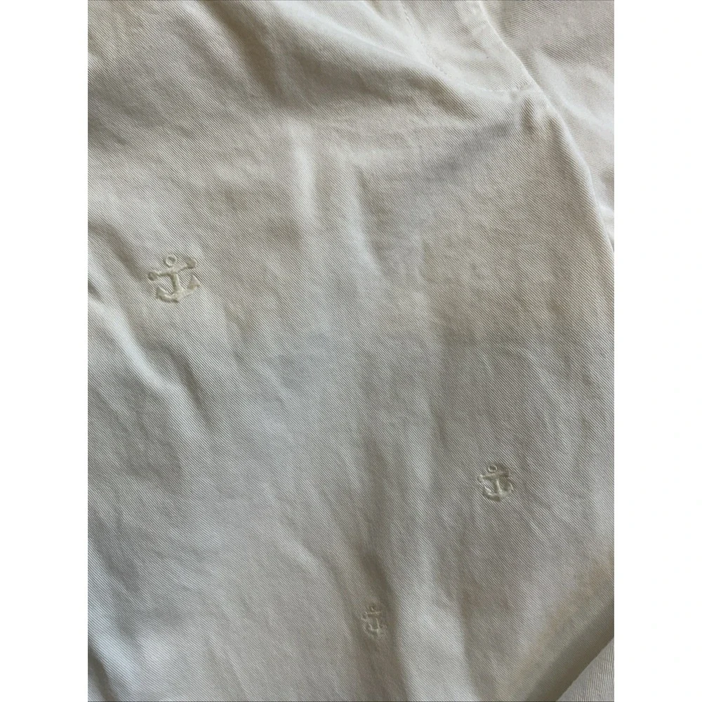 Brooks Brothers White Cotton Chino‎ Pants Embroidered Anchors Size 12 Straight